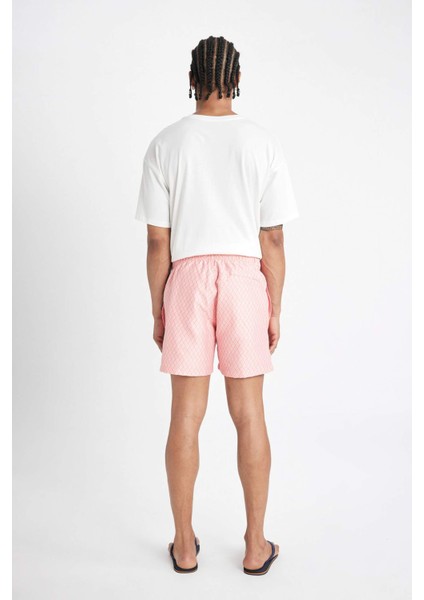 Desenli File Astarlı Kısa Boy Deniz Şortu B7442AX24HS