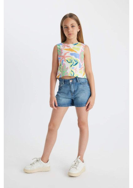 Kız Çocuk Desenli Kolsuz Bluz C5236A824SM