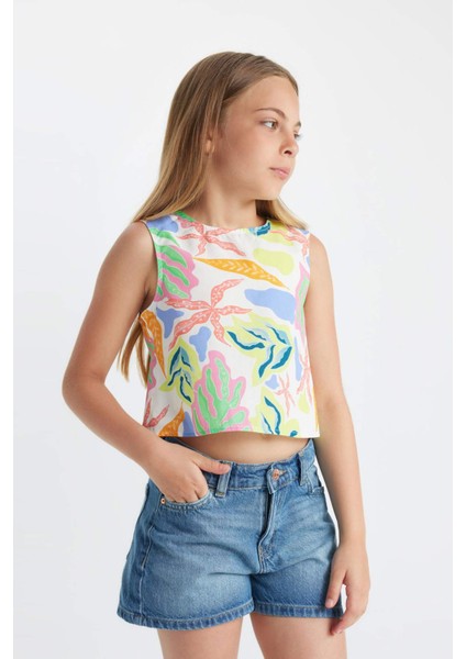 Kız Çocuk Desenli Kolsuz Bluz C5236A824SM