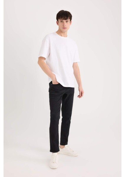 Carlo Skinny Fit Ekstra Dar Kalıp Normal Bel Ekstra Dar Paça Siyah Jean Pantolon S2285AZ24AU