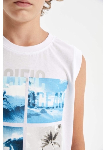 Erkek Çocuk 2'li Takım Baskılı Kolsuz Tişört Deniz Şortu C4571A824HS