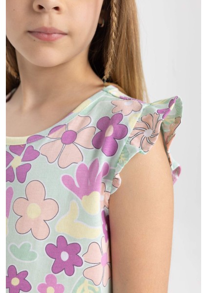 Kız Çocuk Yarım Kollu Çiçekli Elbise C2962A824SM