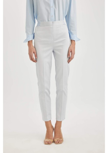 Sigaret Saten Kumaş Pantolon Normal Bel Basic Düz Beli Lastikli Düz Paça J8743AZ24SM