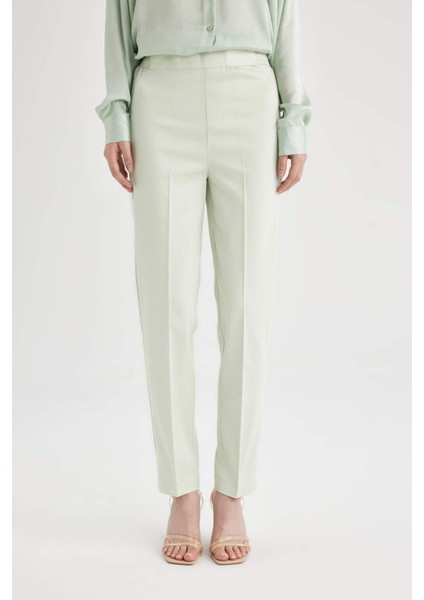 Sigaret Saten Kumaş Pantolon Normal Bel Basic Düz Beli Lastikli Düz Paça J8743AZ24SM