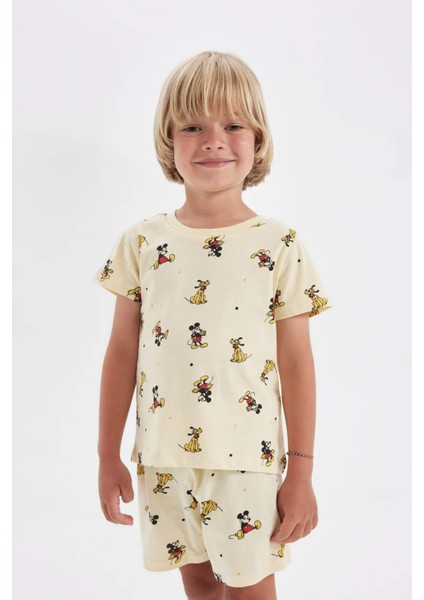 Erkek Bebek Disney Mickey & Minnie Pijama Takımı Penye Kısa Kollu Üst Şort C3531A524HS