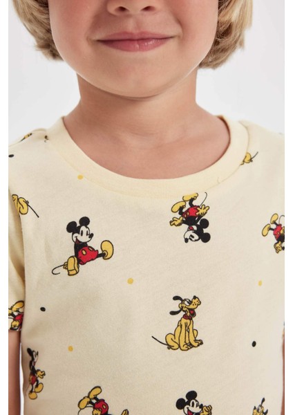 Erkek Bebek Disney Mickey & Minnie Pijama Takımı Penye Kısa Kollu Üst Şort C3531A524HS