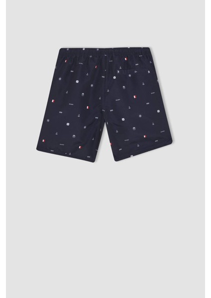 Regular Fit Desenli File Astarlı Kısa Boy Deniz Şortu M8328AZ24HS