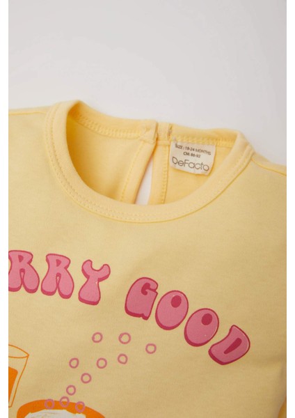 Kız Bebek Baskılı Kısa Kollu Şortlu Pijama Takımı