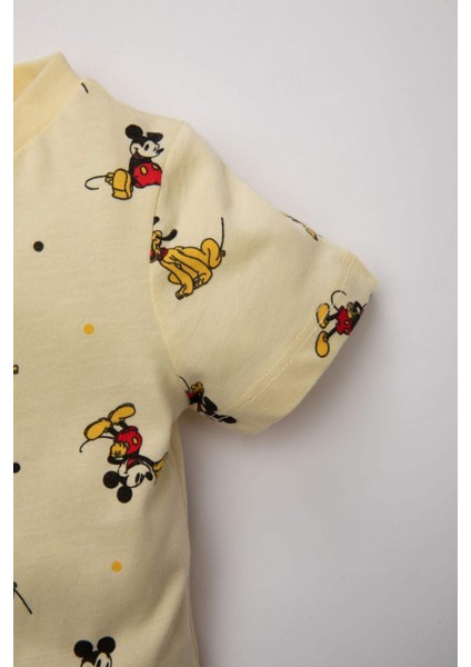 Erkek Bebek Disney Mickey & Minnie Pijama Takımı Penye Kısa Kollu Üst Şort C3531A524HS