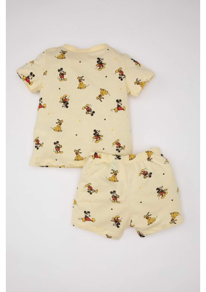 Erkek Bebek Disney Mickey & Minnie Pijama Takımı Penye Kısa Kollu Üst Şort C3531A524HS