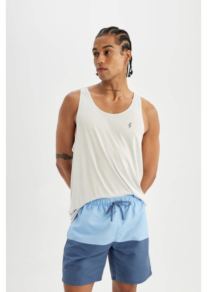 Regular Fit Renk Bloklu File Astarlı Diz Üstü Deniz Şortu Z8108AZ24HS