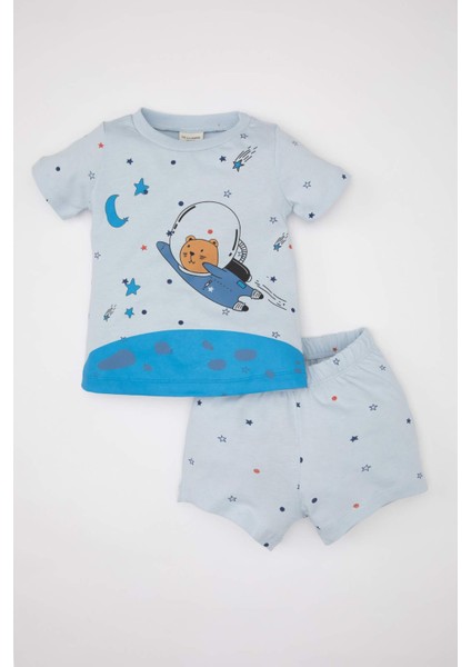 Erkek Bebek Pijama Takımı Penye Baskılı Kısa Kollu Üst Şort C3532A524HS
