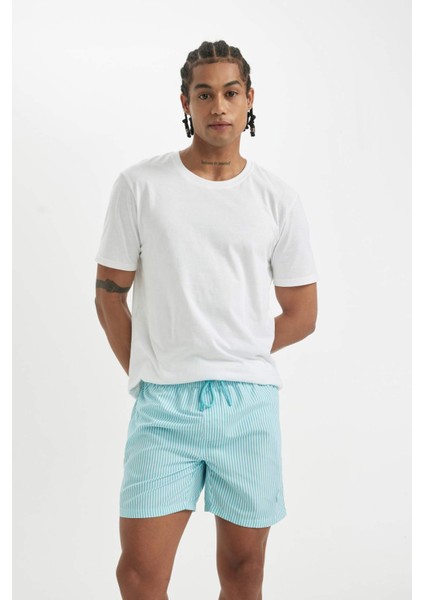 Çizgili File Astarlı Kısa Boy Deniz Şortu U0024AZ24HS