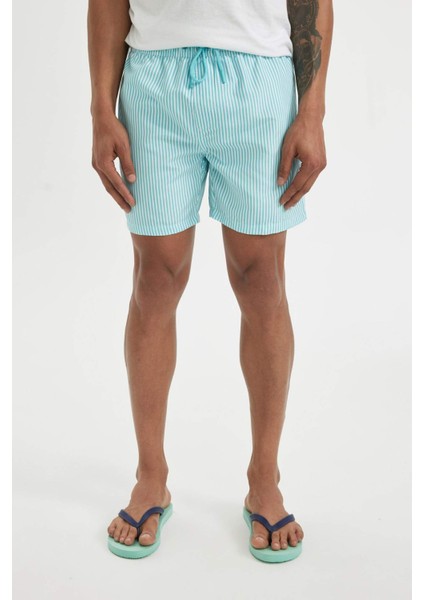 Çizgili File Astarlı Kısa Boy Deniz Şortu U0024AZ24HS