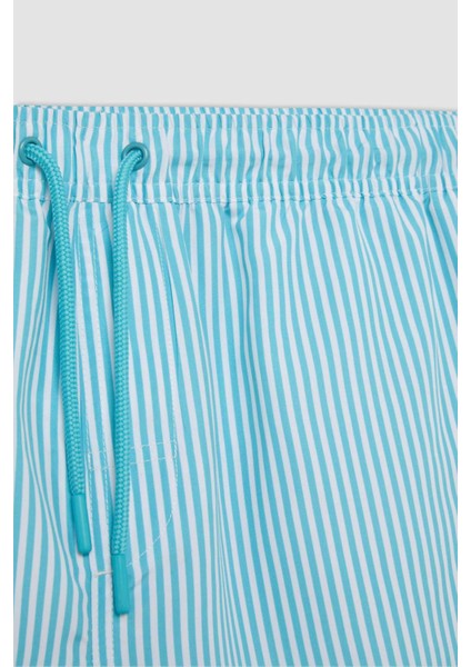 Çizgili File Astarlı Kısa Boy Deniz Şortu U0024AZ24HS