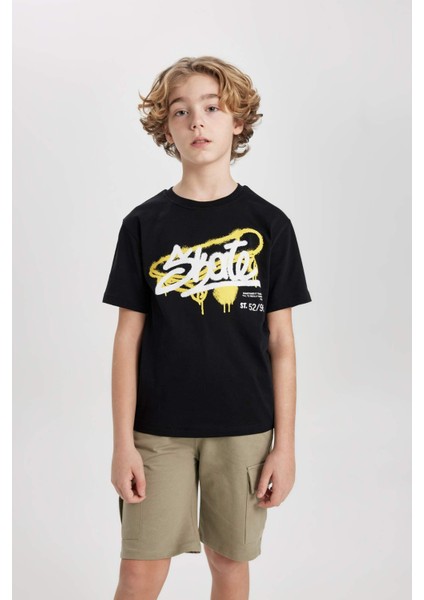 Erkek Çocuk Bisiklet Yaka Baskılı Kısa Kollu Tişört C3300A824SM