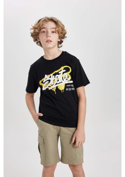 Erkek Çocuk Bisiklet Yaka Baskılı Kısa Kollu Tişört C3300A824SM