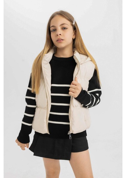 Kız Çocuk Su İtici Kapüşonlu Şişme Rüzgar Geçirmez Yelek C4971A824AU