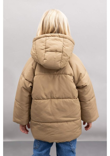 Erkek Bebek Su Geçirmez Ribana Kollu Kapüşonlu Polar Astar Fermuarlı Cepli Şişme Mont A2212A524WN