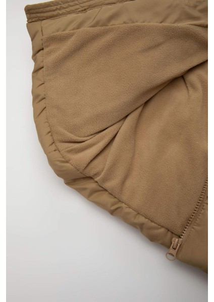 Erkek Bebek Su Geçirmez Ribana Kollu Kapüşonlu Polar Astar Fermuarlı Cepli Şişme Mont A2212A524WN