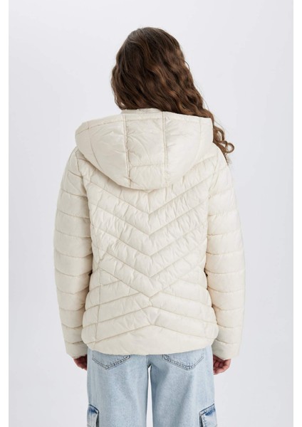 Su Geçirmez Hafif Şişme Mont Kapüşonlu Kapitoneli Fermuarlı Cepli Basic Düz Mevsimlik B2030AX24AU