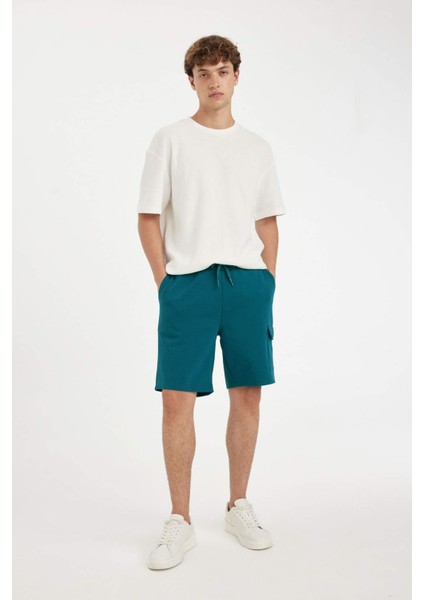 Regular Fit Düz Paça Kargo Cepli Basic Düz Şort B8796AX24SM