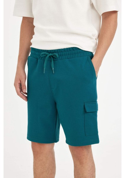 Regular Fit Düz Paça Kargo Cepli Basic Düz Şort B8796AX24SM