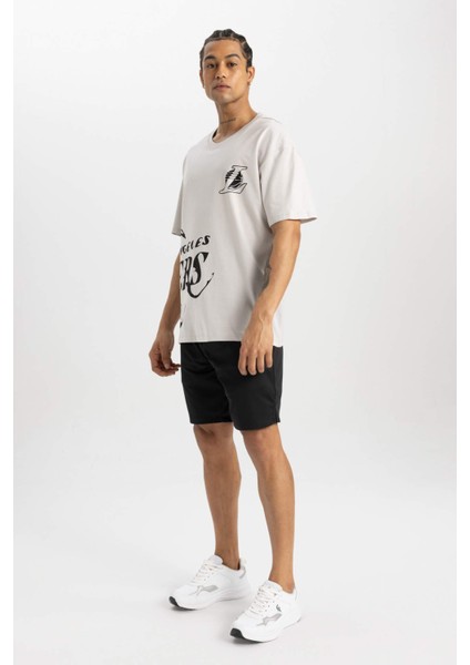 Fit NBA Los Angeles Lakers Boxy Fit Bisiklet Yaka Kısa Kollu Tişört B9895AX24SM