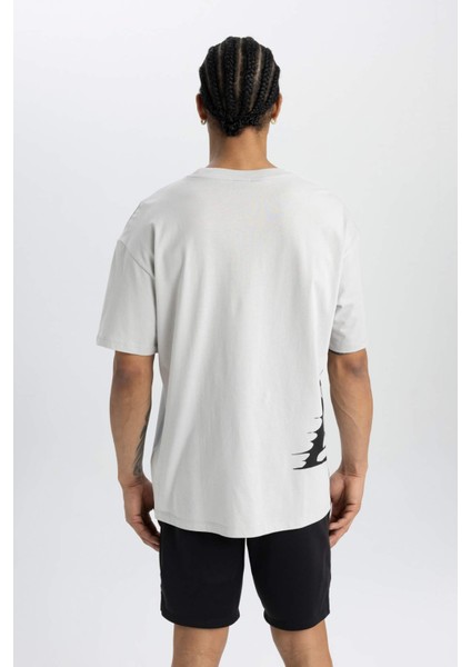 Fit NBA Los Angeles Lakers Boxy Fit Bisiklet Yaka Kısa Kollu Tişört B9895AX24SM