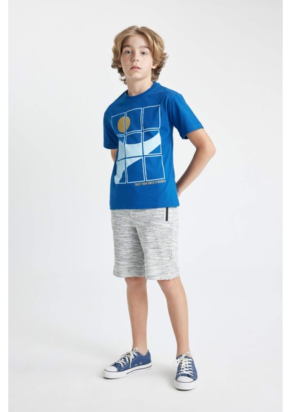 Erkek Çocuk Bisiklet Yaka Baskılı Kısa Kollu Tişört C3306A824SM