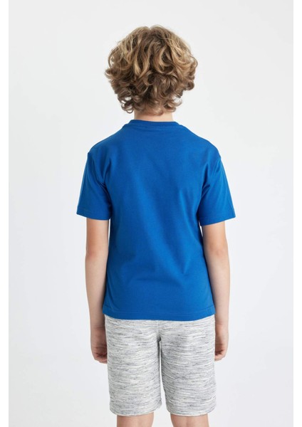 Erkek Çocuk Bisiklet Yaka Baskılı Kısa Kollu Tişört C3306A824SM