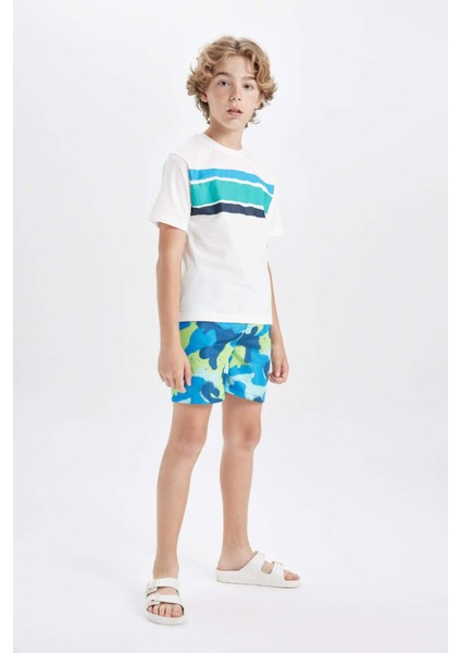 Erkek Çocuk Bisiklet Yaka Baskılı Kısa Kollu Tişört C3302A824SM