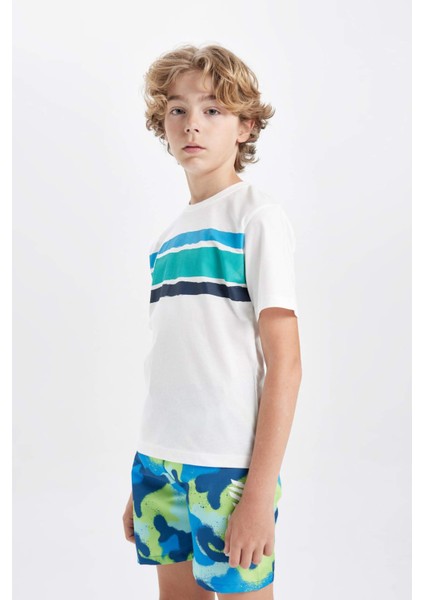 Erkek Çocuk Bisiklet Yaka Baskılı Kısa Kollu Tişört C3302A824SM