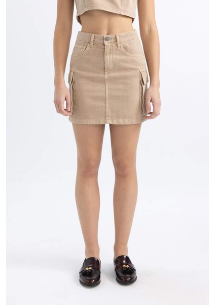 Coool Kargo Fit Gabardin Yıkamalı Soluk Efektli Mini Etek C4456AX24SP