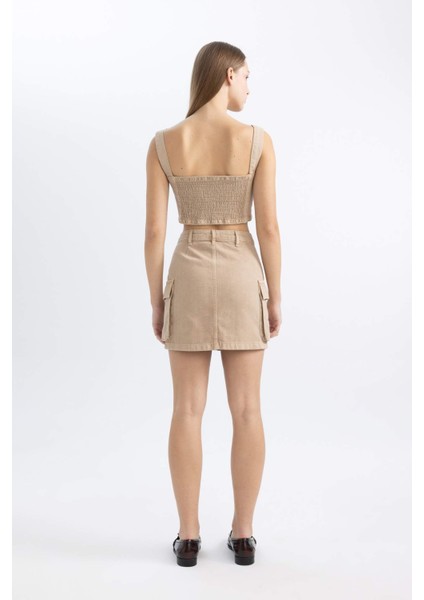 Coool Kargo Fit Gabardin Yıkamalı Soluk Efektli Mini Etek C4456AX24SP