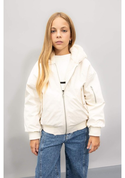 Kız Çocuk Çift Taraflı Kapüşonlu Mont C5339A824WN