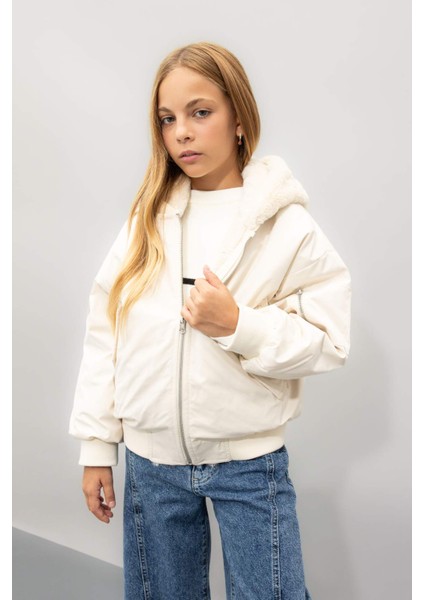 Kız Çocuk Çift Taraflı Kapüşonlu Mont C5339A824WN