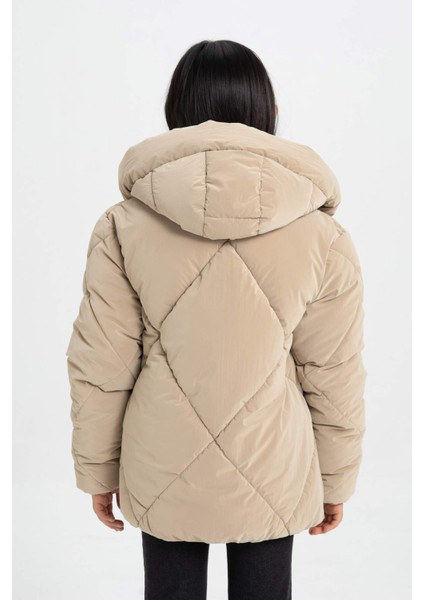 Kız Çocuk Su İtici Kapüşonlu Şişme Mont A0839A824AU