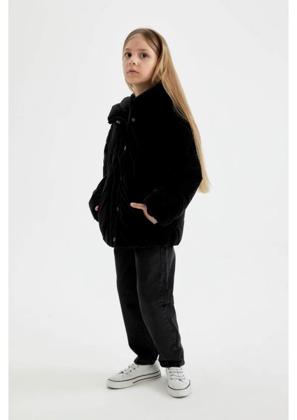 Kız Çocuk Su İtici Kapüşonlu Şişme Mont A0839A824AU