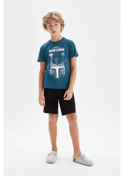 Erkek Çocuk Star Wars-Mandalorian Pijama Takımı Kısa Kollu Üst Şort C5503A824SM