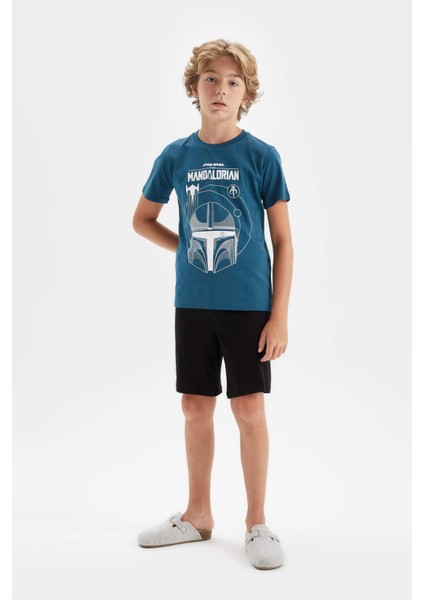 Erkek Çocuk Star Wars-Mandalorian Pijama Takımı Kısa Kollu Üst Şort C5503A824SM