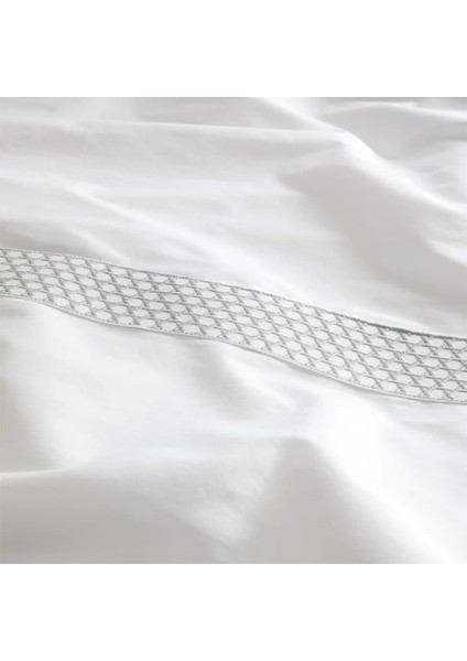 %100 Pamuk Saten Kumaş Nevresim Seti 200X220 cm Beyaz Mavi - Regina Serisi fırsatları