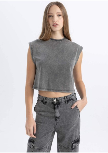 Coool Loose Fit Yıkamalı Soluk Efektli Atlet C5016AX24SM