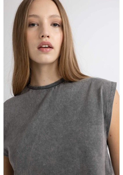Coool Loose Fit Yıkamalı Soluk Efektli Atlet C5016AX24SM