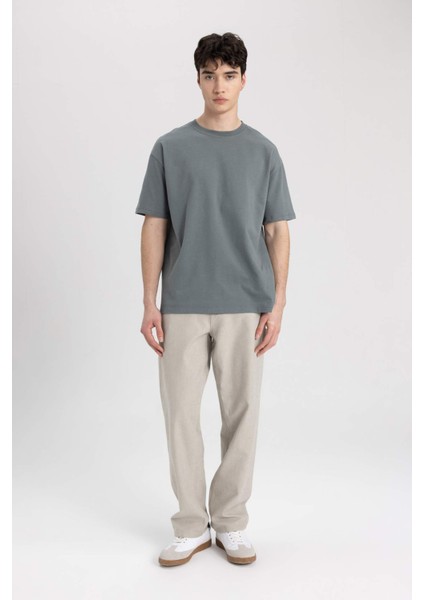 Boxy Fit Bisiklet Yaka Kısa Kollu Basic Tişört C5277AX24SP