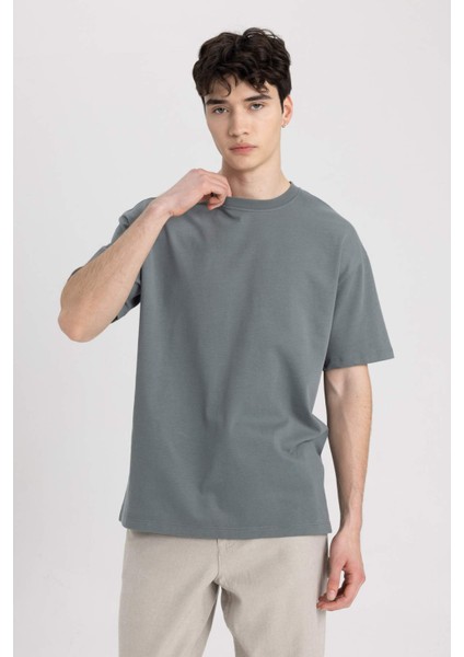 Boxy Fit Bisiklet Yaka Kısa Kollu Basic Tişört C5277AX24SP