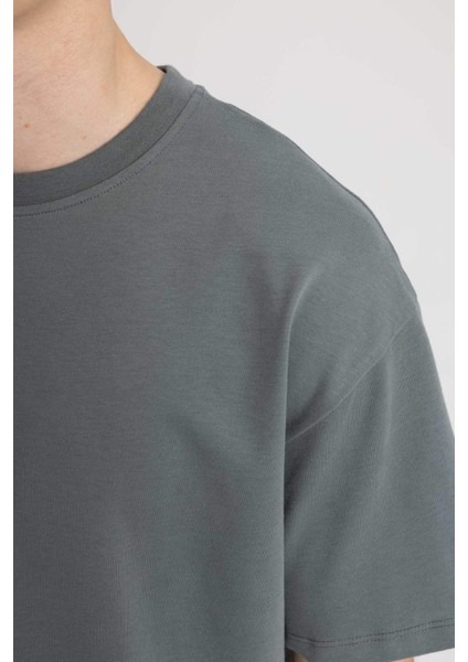 Boxy Fit Bisiklet Yaka Kısa Kollu Basic Tişört C5277AX24SP