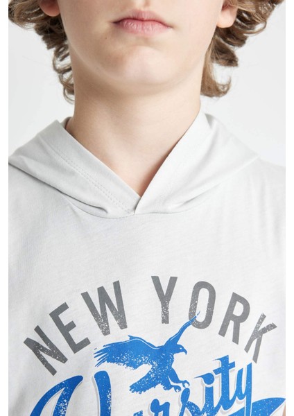 Erkek Çocuk Kapüşonlu Baskılı Atlet C5103A824HS