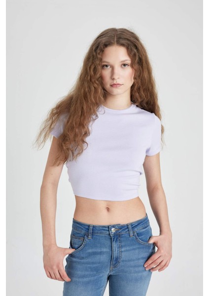 Fitted Bisiklet Yaka Modal Kısa Kollu Tişört C5699AX24SP