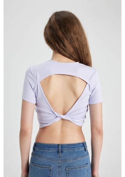 Fitted Bisiklet Yaka Modal Kısa Kollu Tişört C5699AX24SP